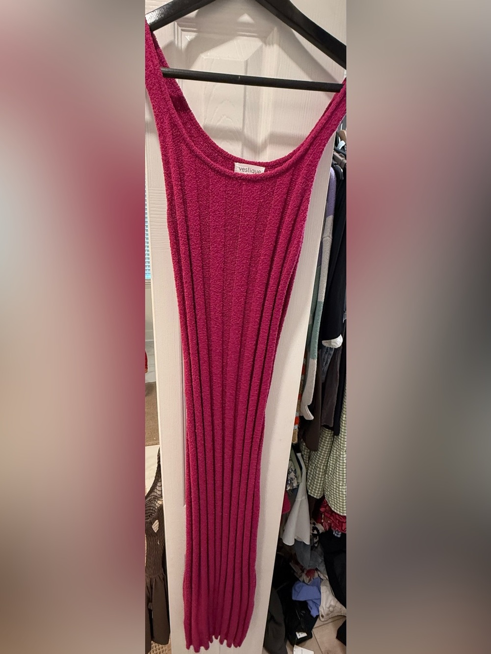 Vestique Ribbed Maxi Dress - Deep Rose
